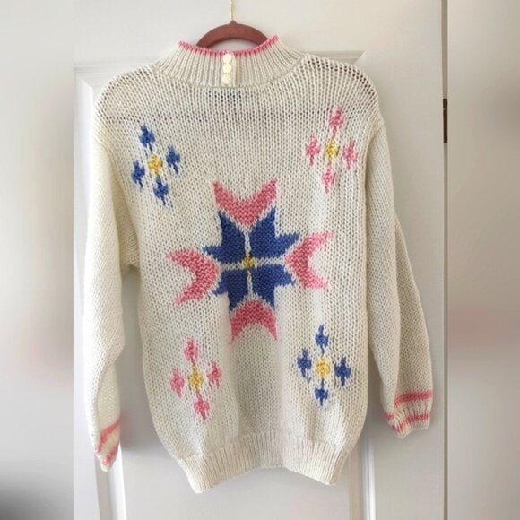 VINTAGE Impromptu White Chunky Knit Long Sleeve Sweater Size 36 - Picture 2 of 5